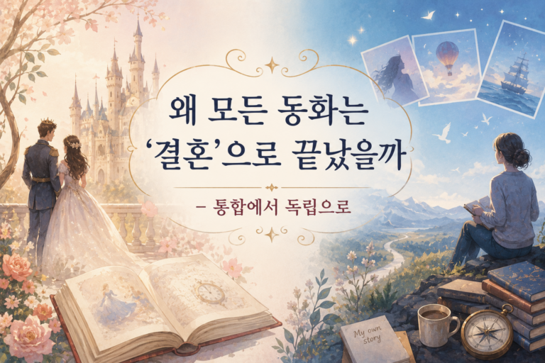 동화 속 결혼과 이후의 독립을 상징적으로 표현한 대표 이미지